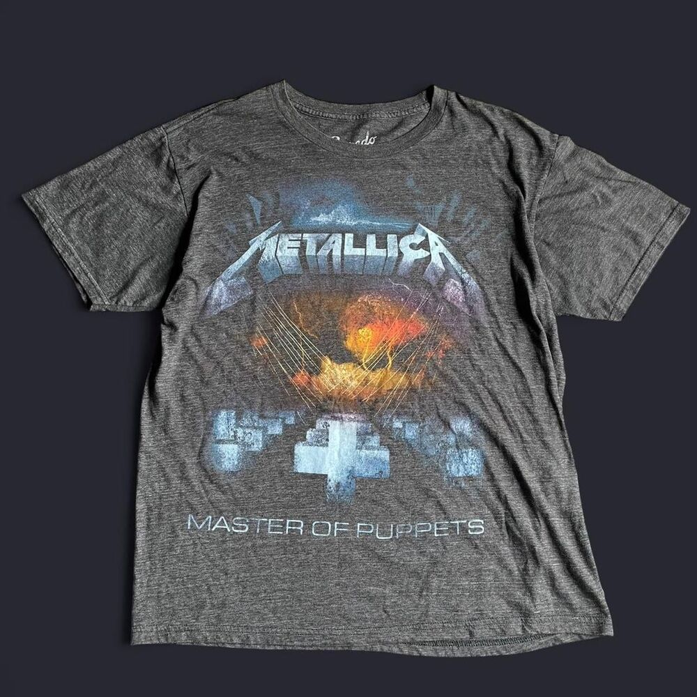 Metallica Master of the Puppets Band Shirt Mens Large Black Grey